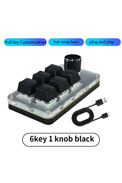Choice5 6key 1 knob black Mini Macro Mechanical Keyboard 3/4/6 Keys USB RGB G...
