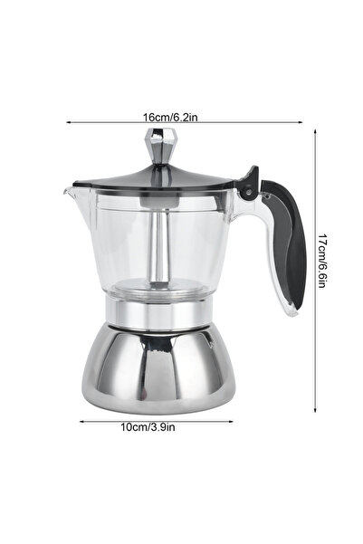 Choice silver 4 Cups Moka Pot Stainless Steel Coffee Pot Quickly Make Espress...