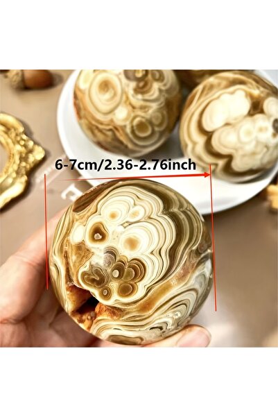 Choice كرة كريستالية أنيقة من الكالسيت بلون الشوكولاتة، قطرها 6-7 سم، قطعة وا...