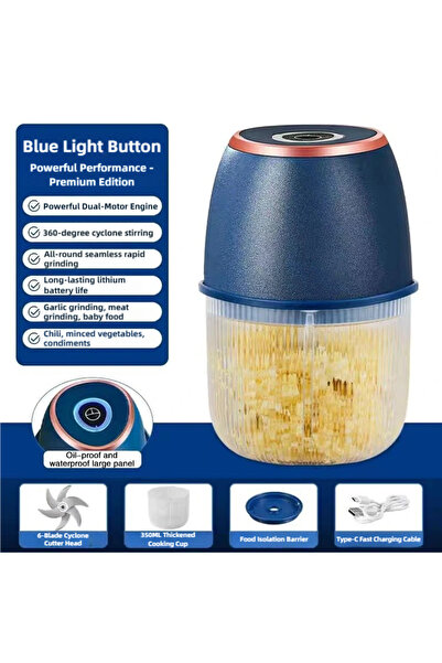 Choice1 مفرمة لحم كهربائية زرقاء سعة 350 مل، مفرمة طعام، هراسة ثوم، قطاعة خضر...
