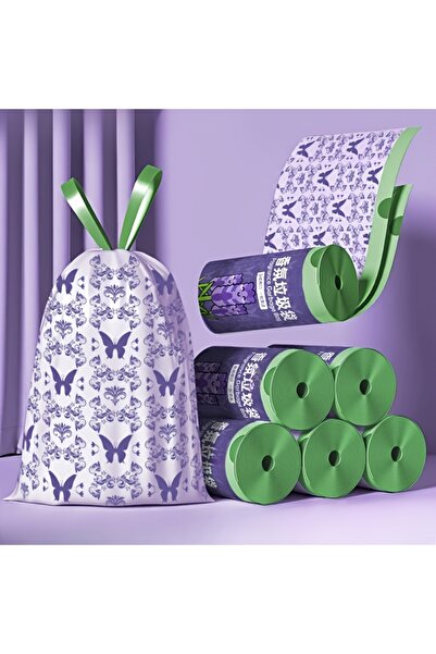 Choice1 50pcs 1Roll 50/100pcs Lavender Scented Drawstring Garbage Bag, Dispos...