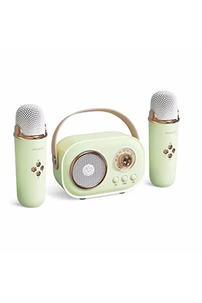 Choice1 مكبر صوت لاسلكي محمول بتقنية بلوتوث مزود بميكروفونين، لون أخضر، مع جه...