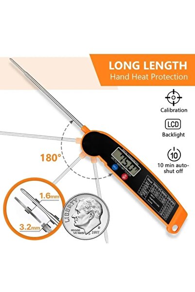 Choice ميزان حرارة رقمي برتقالي اللون للمطبخ، مناسب للطعام واللحوم، قراءة فور...