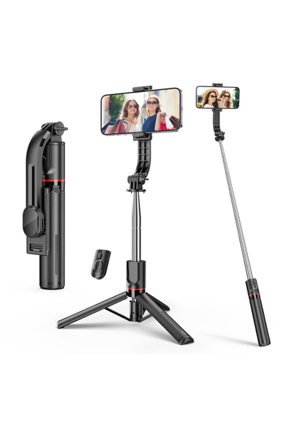 Choice حامل تقوية أسود L13، عصا سيلفي لاسلكية بلوتوث ممتدة بطول 1130 مم
