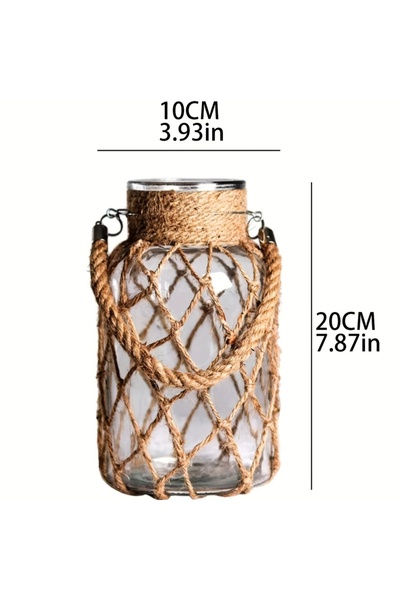 Choice1 مزهرية زجاجية G3504B L بتصميم ريترو، مصنوعة يدويًا من حبل القنب، على ...