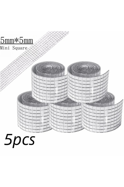 Choice7 مجموعة فسيفساء زجاجية مربعة الشكل، فضية اللون، 4 × 100 سم، 5 قطع (1/5...