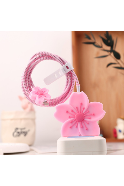 choice2 شاحن أرجواني على شكل بتلة لهاتف آيفون، بقوة 20 واط، بتصميم أزهار الكر...