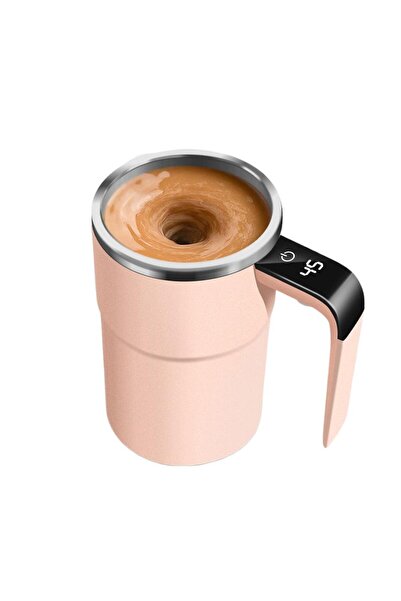 Choice1 كوب قهوة كهربائي صغير وردي اللون سعة 380 مل، مزود بخاصية الخلط الذاتي...