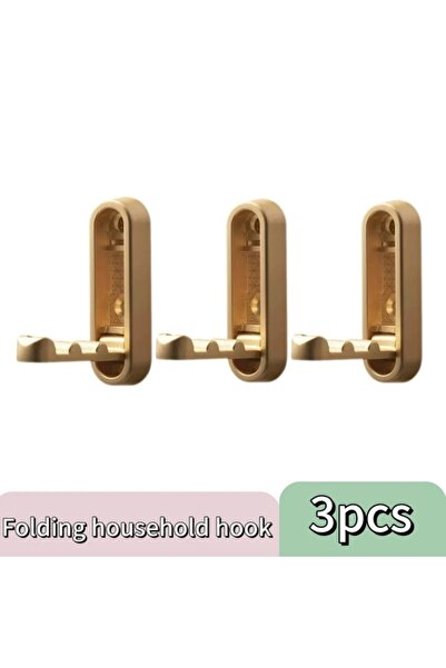 Choice6 خطافات معاطف قابلة للطي ذهبية اللون - 3 قطع مصنوعة من سبيكة الزنك، خط...