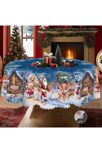 Choice3 مفرش طاولة مطبوع عبارة "عيد ميلاد مجيد" مقاس 152×305 سم، بنمط ريفي عت...