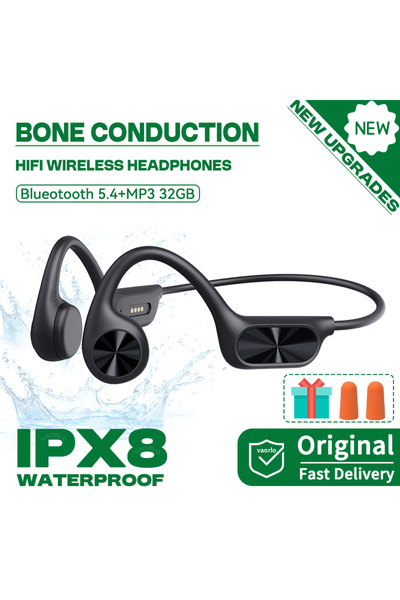 Choice سماعات رأس لاسلكية مطورة باللون الأسود، سعة 32 جيجابايت، مقاومة للماء ...