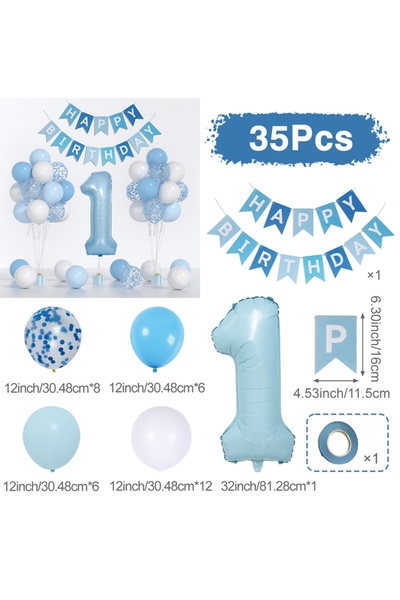 Choice as shown style 1 1set Happy Birthday Banner Ballo 1st Birthday Party D...