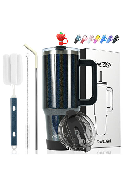 Choice5 كوب حراري أسود من الفولاذ المقاوم للصدأ بسعة كبيرة 1182 مل، مصنوع من ...