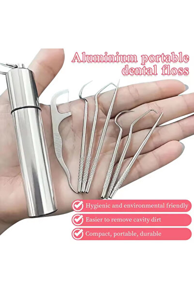 Choice 7PCS Aluminum Toothks Set, Reusable Tooth Floss ks for Teeth Cleaning ...