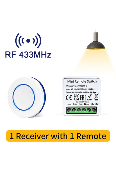 Choice6 1 Receiver 1 Remote RF 433MHz Wireless Light Switch 16A Relay Receive...