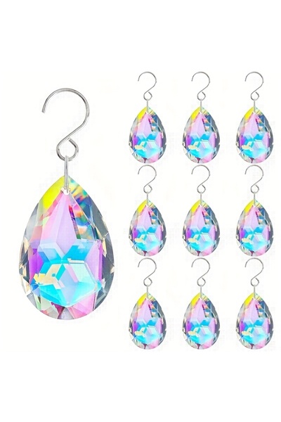 Choice1 12 قطعة، 10 قطع، زينة ثريات كريستالية على شكل دمعة مقاس 38 مم، ثريات ...