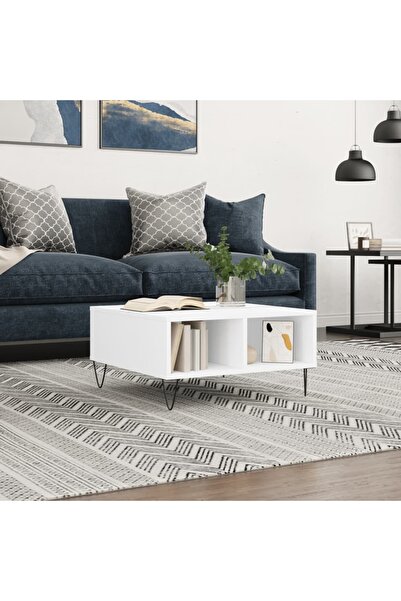 Concept Masă de cafea, albă, 60x60x30 cm, lemn compozit