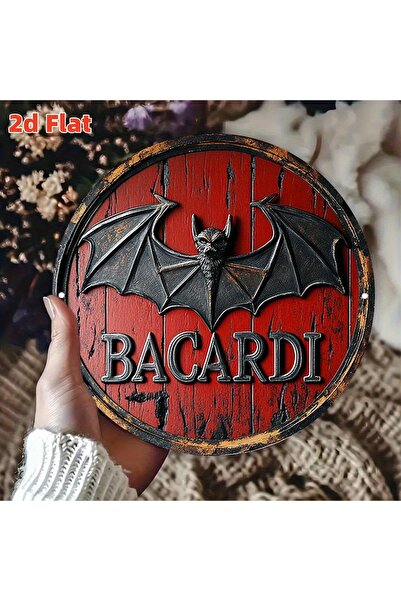 Choice شعار باكاردي بات ثنائي الأبعاد مسطح أحمر اللون، مقاس 20×20 سم (7.87×7....