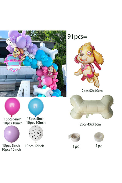 Choice PAW PATROL as the picture style-2 91pcs Paw Patrol Dog Skye Balloon Bi...