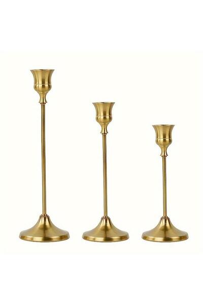 Choice3 A1 ♥A Set Of 3 Vintage Elegant Metal And Aluminum Tabletop Candle Hol...