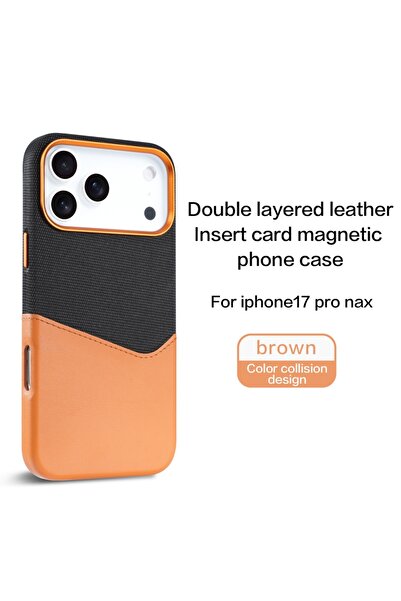 Choice11 iPhone17 Pro Max Brown Fabric Cloth Pu Leather Phone Case for iPhone...
