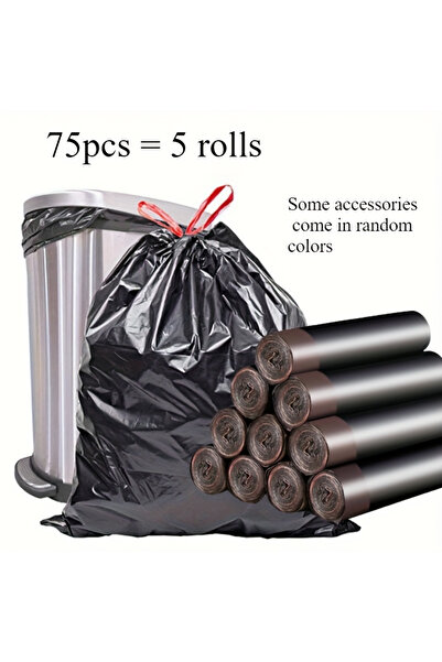 Choice1 75pcs 15/75pcs Extra Large Thickened Drawstring Plastic Garbage Bag -...