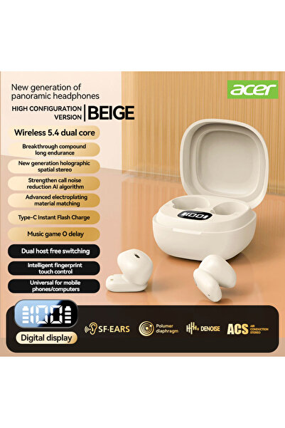 Choice Beige 【Acer 501】Bluetooth Earphones with In-Ear Design, Mini Portable ...