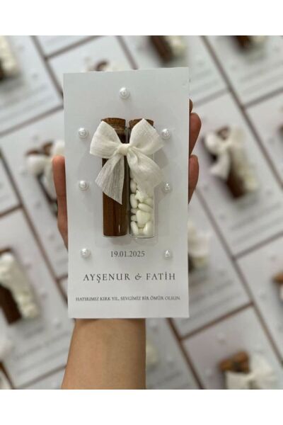 BARG Kişiye Özel Cam Tüp Kahveli Nikah Şekeri Söz Nişan Hediyeliği