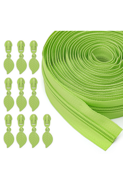 Choice8 Yellow Green No232 5 size zipper + 10 zipper heads, 5 #colored zipper...