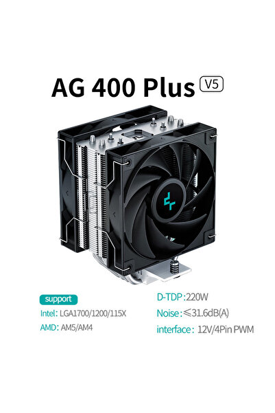 Choice4 كما هو موضح، مبرد المعالج AG400 400PLUS Deepcool AG400، مزود بأربعة أ...