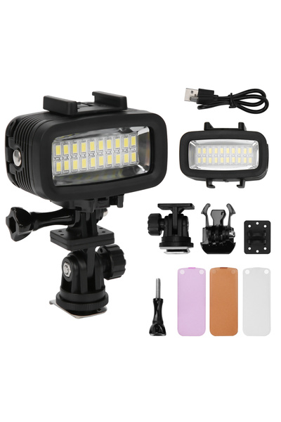 Choice مصباح إضاءة LED أسود مقاوم للماء للتصوير تحت الماء حتى عمق 40 مترًا، م...