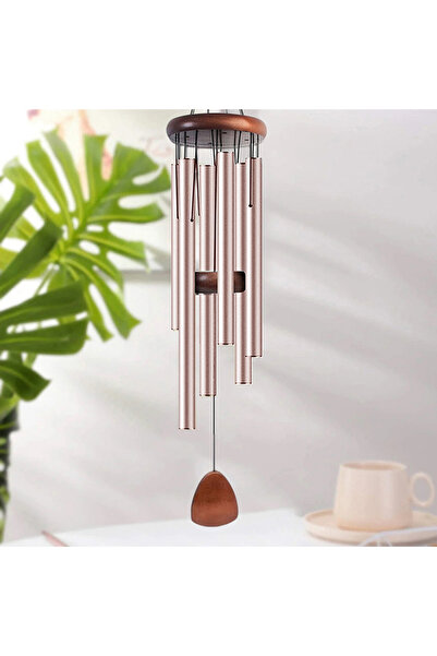 Choice1 A1 1Pc Retro Red Wood Aluminum Pipes Wind Chime Octagonal Wood Hang T...
