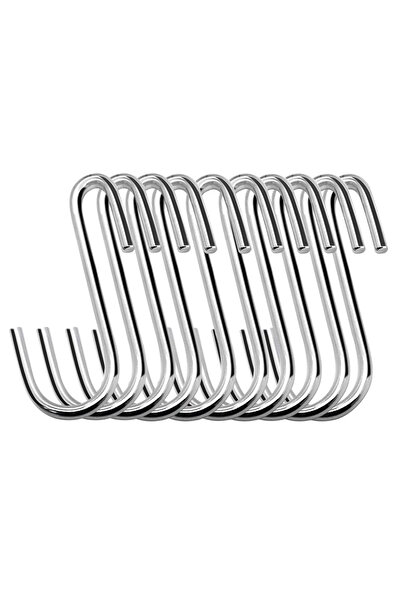 Choice1 Silver 10pcs 10PCS S-Shape Hooks Kitchen Bathroom Stainless Steel Mul...