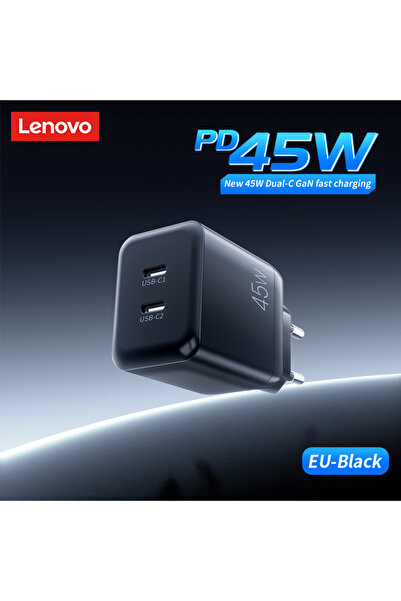 Choice شاحن لينوفو أسود اللون بقوة 45 واط بتقنية الشحن السريع GaN، يدعم تقنية...