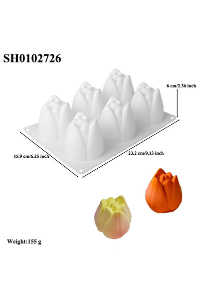 Choice SH0102726 قالب سيليكون على شكل برعم زهرة التوليب بستة خلايا، قالب كيك ...