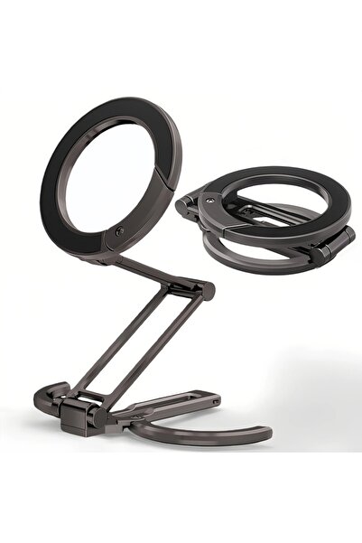 Choice حامل هاتف مكتبي مغناطيسي قابل للطي جديد باللون الرمادي الداكن، حامل مغ...