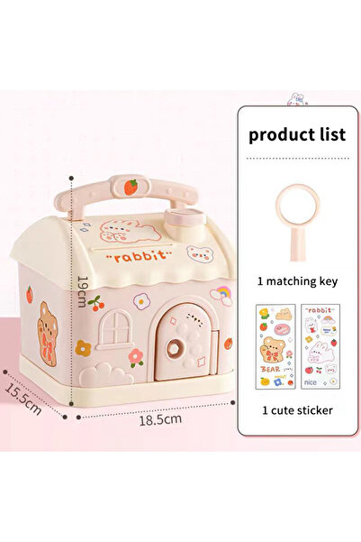 Choice Pink Cartoon Plastic Piggy Bank Little House Shape Children Gift Large...