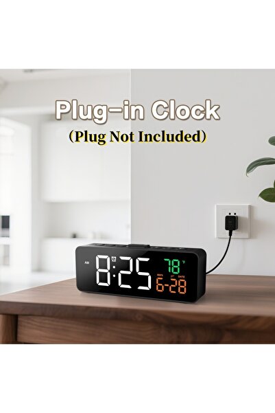 Choice black USB Powered LED Alarm Clk TEMP Date 3 Levels Alarm Volume Snooze...