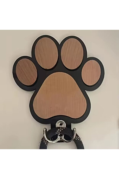 Choice1 black Fashion Wooden Paw Print Wall Hooks Pet Leash Storage Hanger Du...
