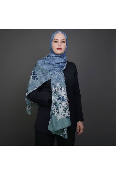 nevhare شال منقوش باللون الأزرق الفيروزي بنمط الأغصان