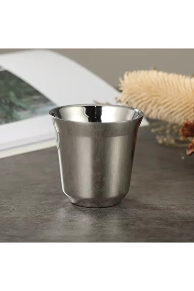 Choice3 كوب قهوة صغير فضي اللون سعة 250 مل، مصنوع من الفولاذ المقاوم للصدأ عا...