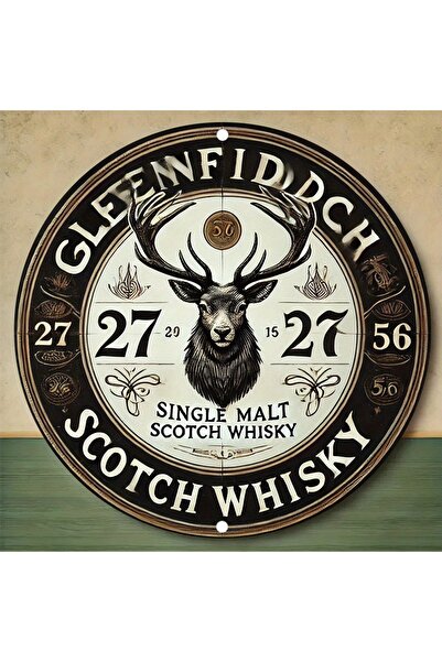 Choice لوحة معدنية دائرية عتيقة سوداء اللون من نوع Glenfiddich مفرد Malt Scot...