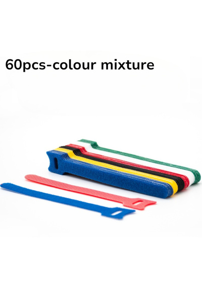 Choice6 ٦٠ قطعة - مزيج ألوان، ٦٠ قطعة من أربطة الكابلات على شكل حرف T بخطاف و...