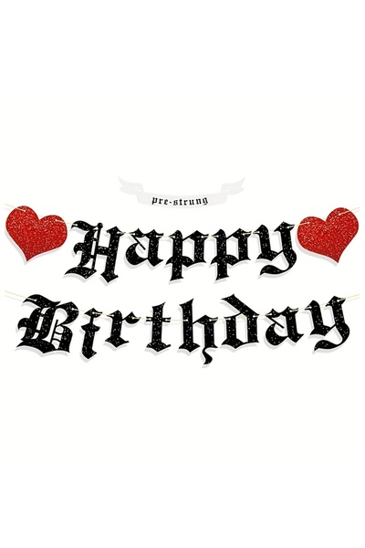 Choice black Goth Birthday Decorati, Gothic Happy Birthday Banner Glitter Fun...
