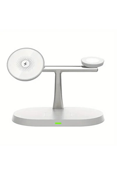 Choice حامل شاحن لاسلكي مغناطيسي أبيض 15 واط 3 في 1، شاحن سريع للهواتف، متواف...