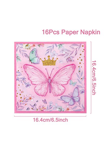 Choice1 style 4 Pink Butterfly Disposable Tableware Napkin Butterfly Birthday...