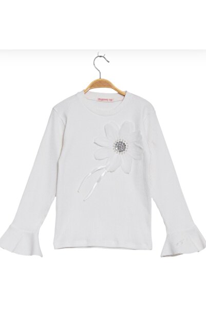 BEGONYA BEBECE KIDS Girls' Blouse Badi Flower-Embellished Blouse Badi 9/12 Ye...