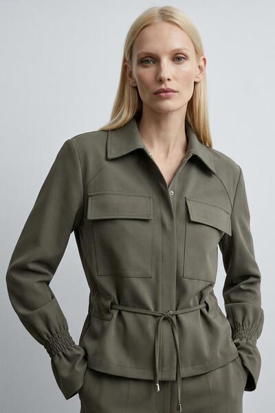 Rays 251856 Buttoned Jacket with Elastic Sleeves Khaki