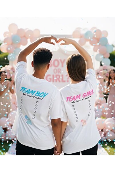 IV QUATTUOR Gender Prediction T-Shirt Couple Combination Oversize Gender Reve...