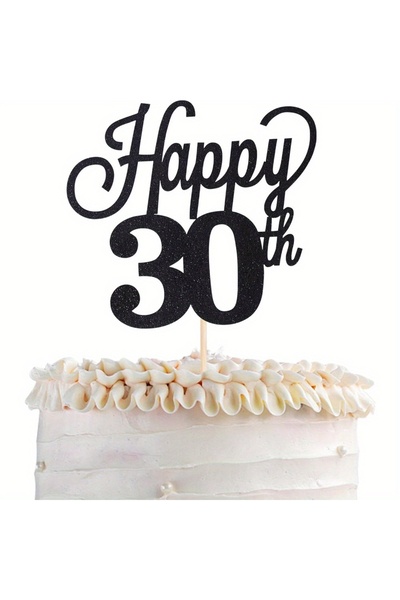 Choice black 1 Pack Happy 30th Cake Topper Black Glitter Number 30 Thirty Bir...